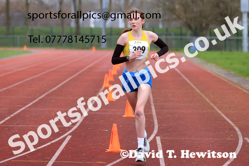 Womens Under-17s Young Athletes 5k, 2026 Northern Mens 12 and Womens 6 Stage Road Relays and Young Athletes 5k, Sheepmount Stadium, Carlisle. Photo: David T. Hewitson/Sports for All Pics